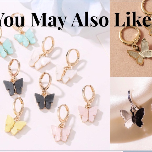 Light Blue Butterfly Earrings - Picture 4 of 4